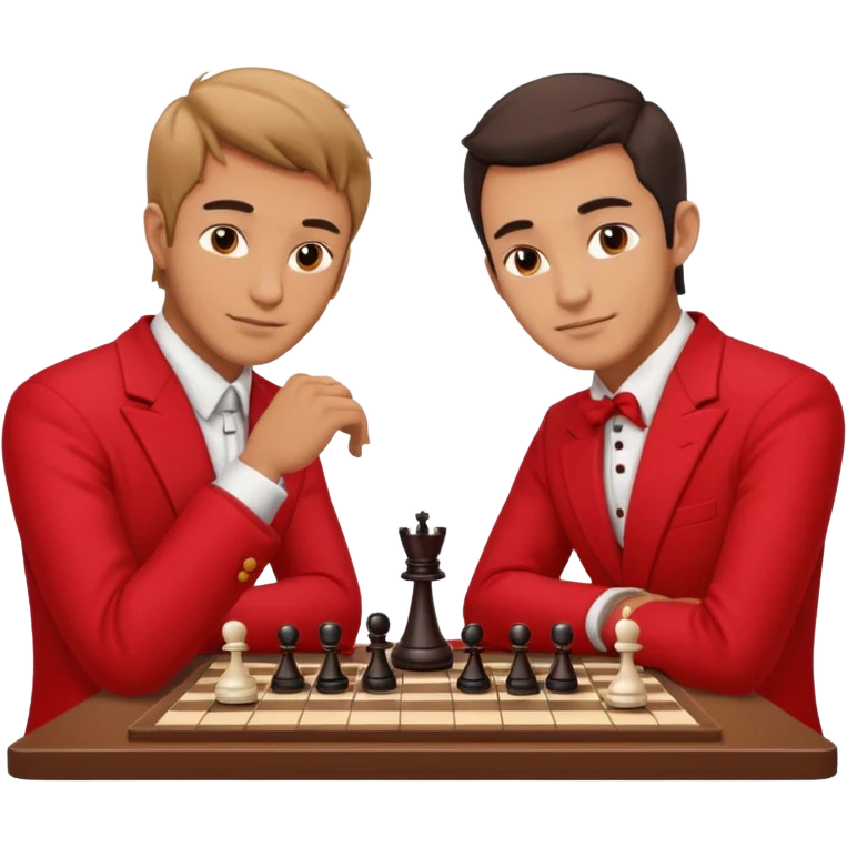 man chess players in red outfits emoji
