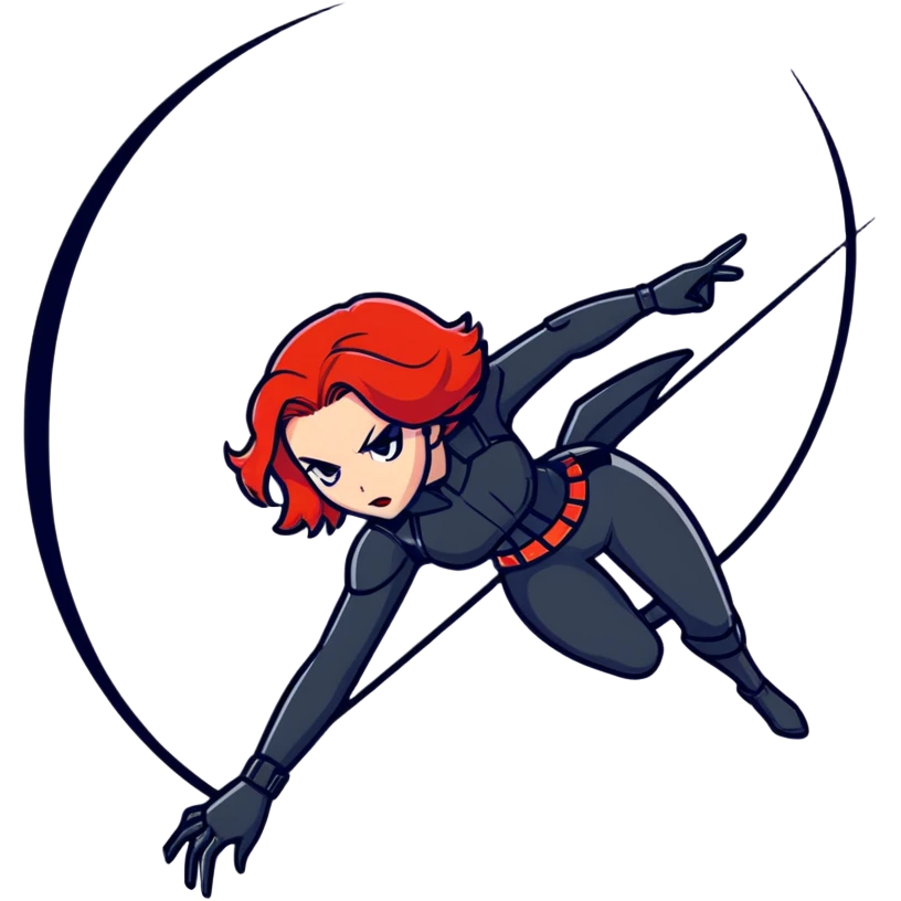 Black Widow superhero from Avengers in action pose, red hair, black suit emoji