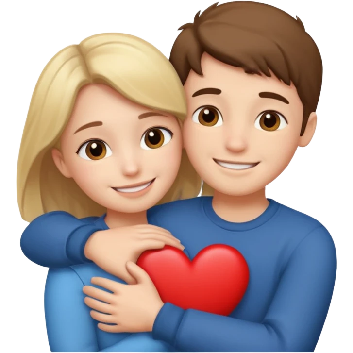 Boy and girl hugging each other in love emoji