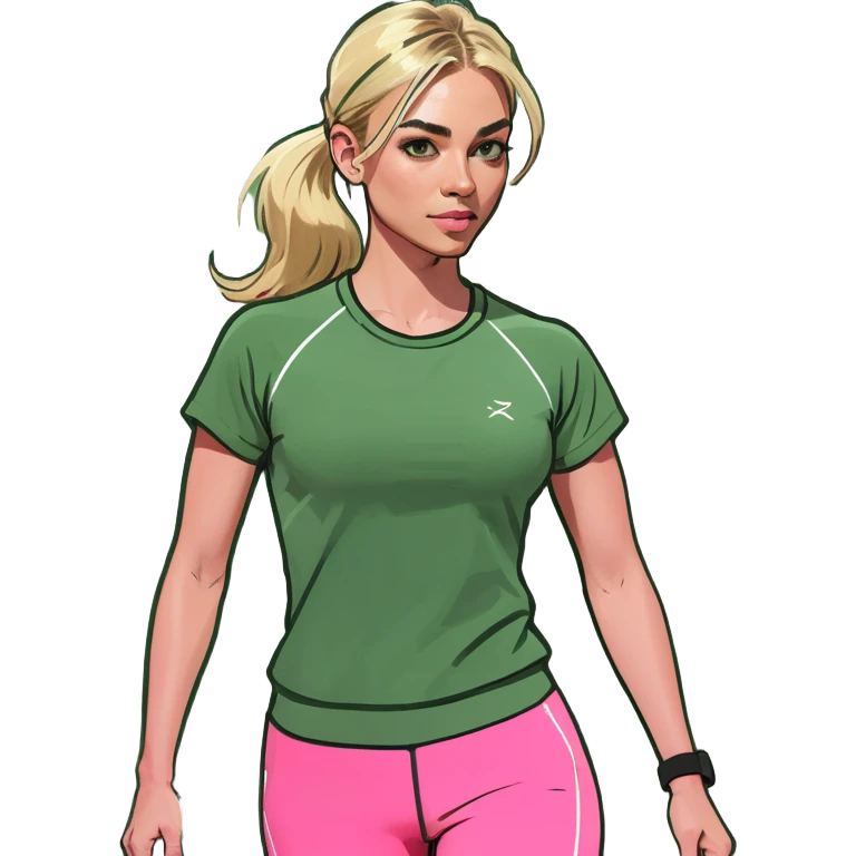 Blonde girl in Pink workout clothes walking emoji
