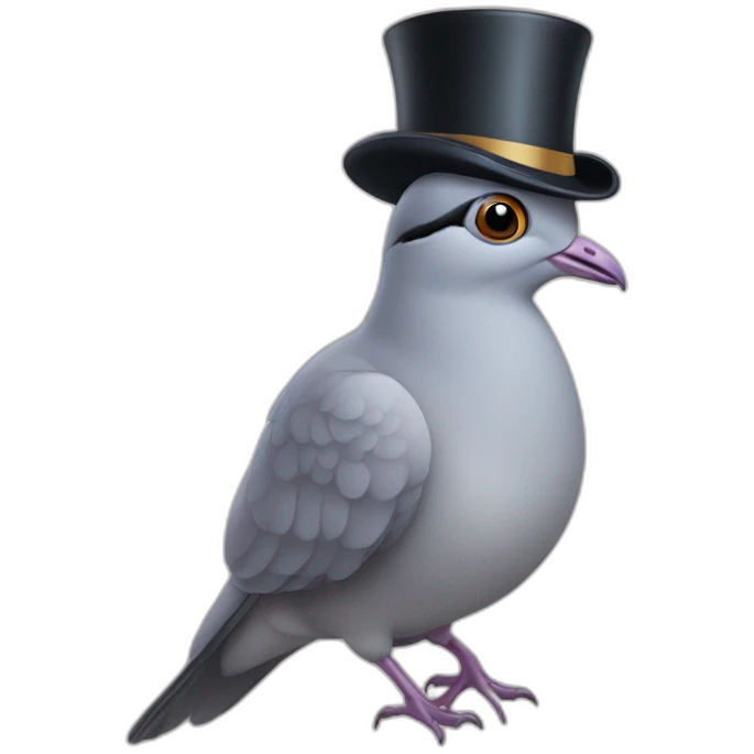 Ringneck Dove wearing a top hat emoji