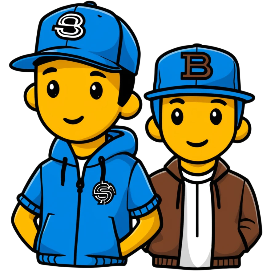 the Beastie Boys wearing hats with the Shopify logo emoji