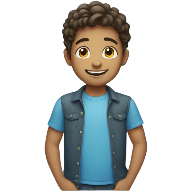 smiling boy in blue shirt emoji
