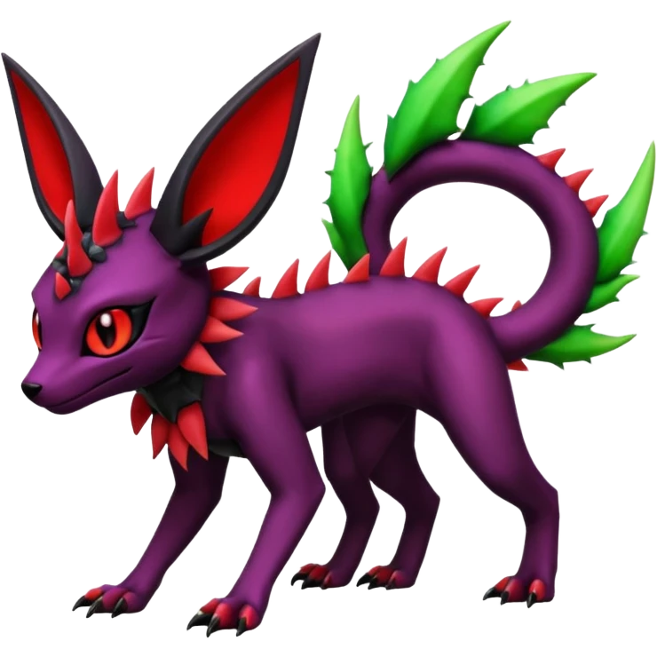 Dark Edgy Salandit-Leafeon-Umbreon-Fakémon-hybrid-creature (full body)  emoji