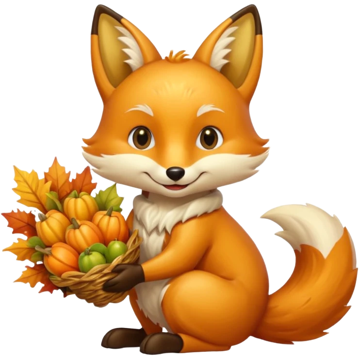 Smiling gold Fox and Cornicopia emoji