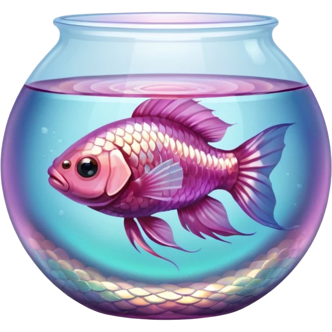 Baby pink beta fish in clear fish bowl emoji