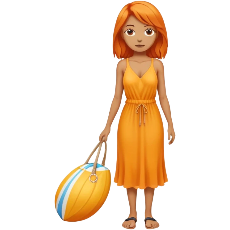 orange hair woman with beach outfit dress full body emoji