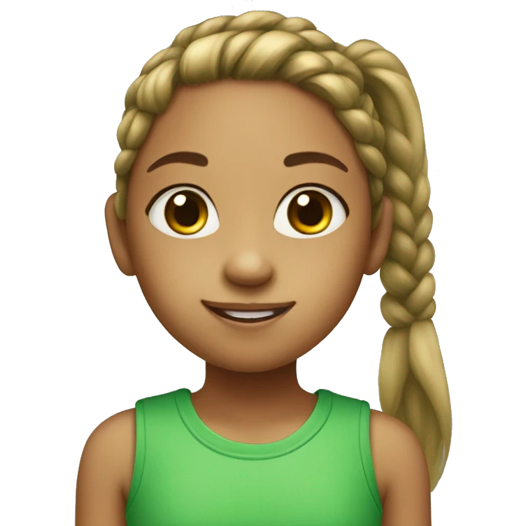 A girl 8 years old with a ponytail, favourite color green and freckles on it emoji