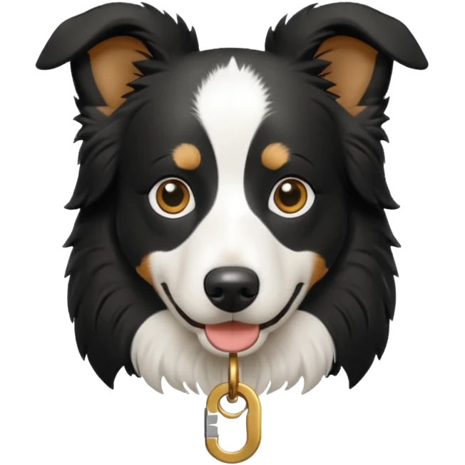 Border collie with key emoji