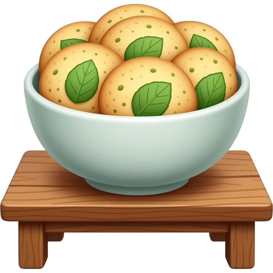 Bowl of Mint leaf cookies emoji