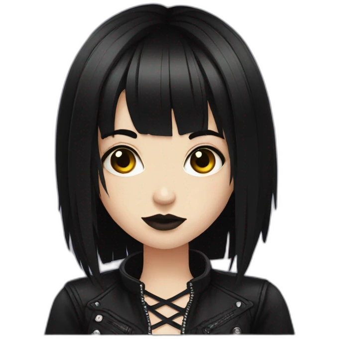 girl goth black hair emoji