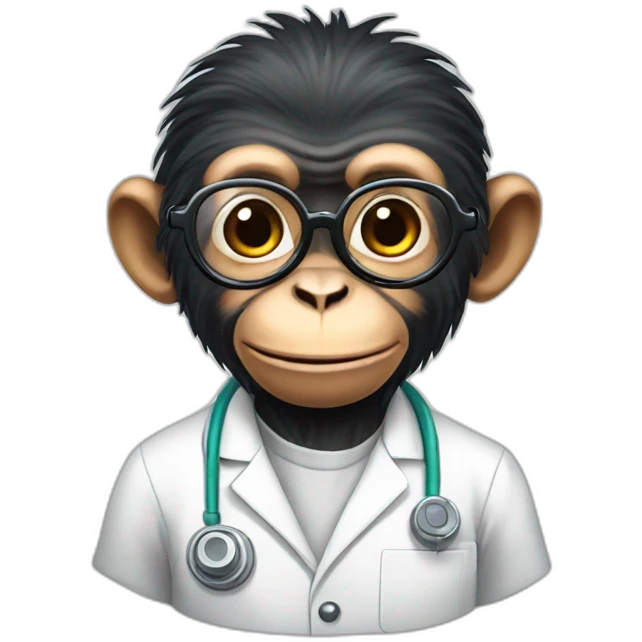 Cute Scientist chimp emoji