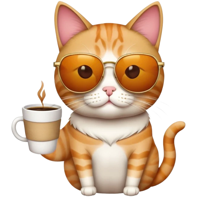 Cat wearing sunglasses sipping a coffee emoji