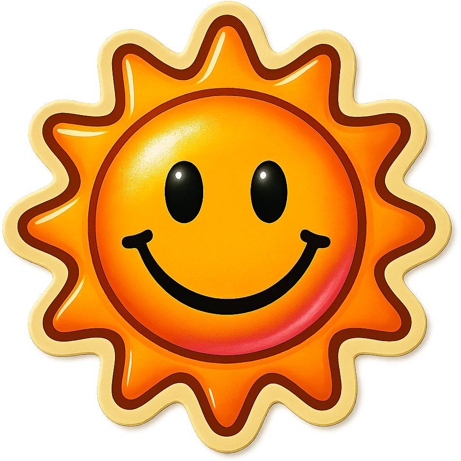 Remove the background and make it transparent while keeping the emoji style and expression unchanged in retro stickers style. emoji