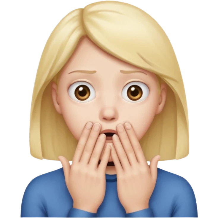 insecure face emoji, hands covering mouth, wide eyes, nervous expression emoji