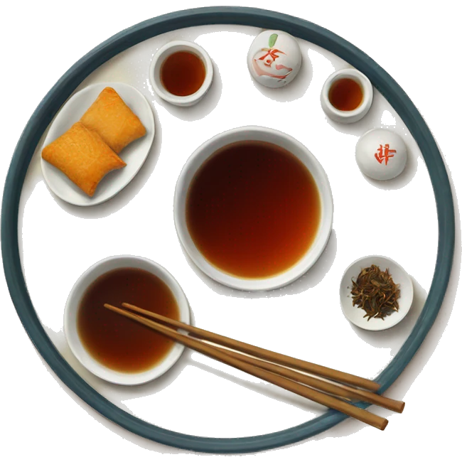 chinese tray with tea emoji