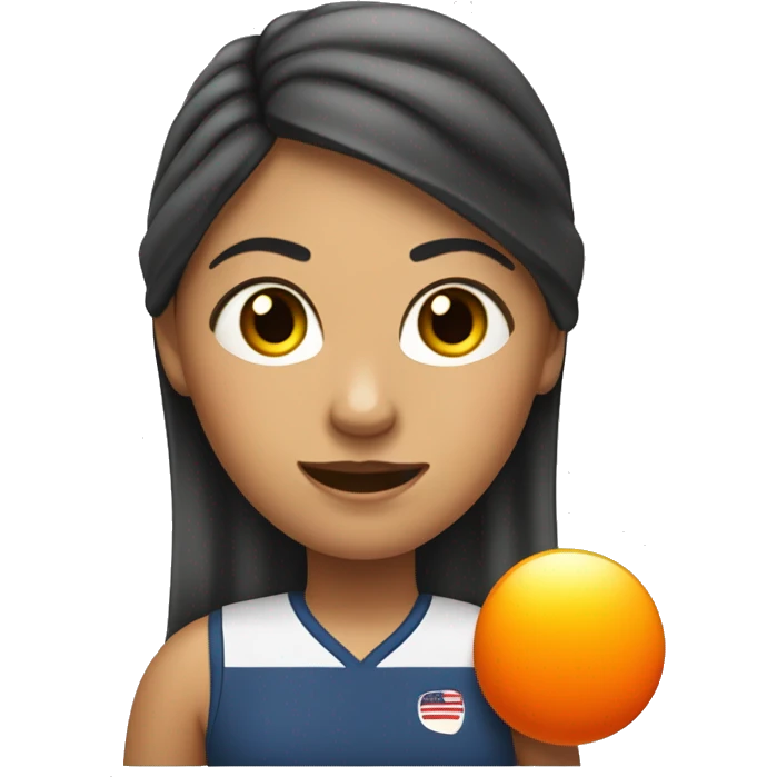 Deportista mujer de ping pong, con cabello rizado, tiene una prótesis en la pierna  emoji