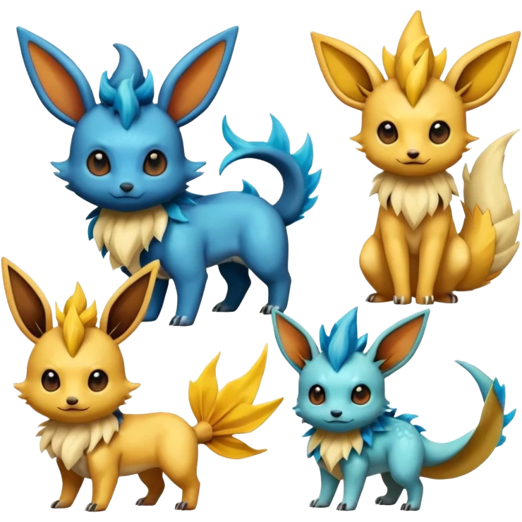 Eevee-Salandit-Vaporeon-Jolteon-Flareon-Fakémon-hybrid-creature (full body)  emoji