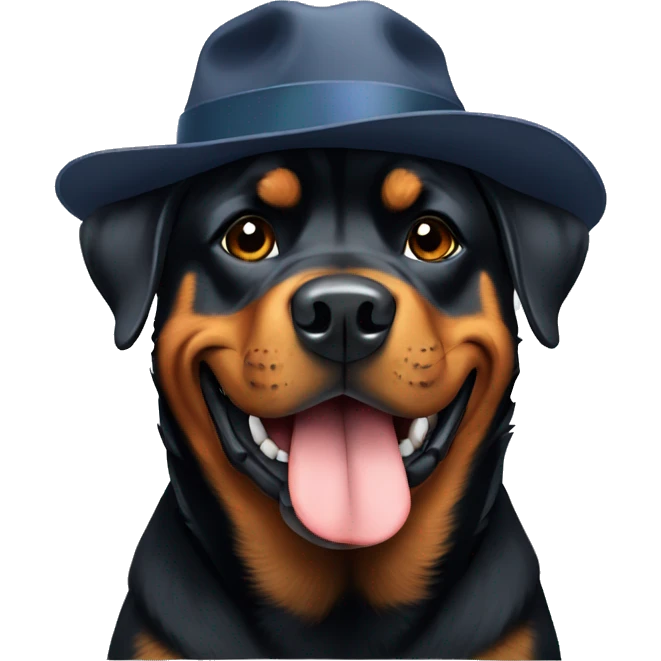 Rottweiler wearing a hat emoji