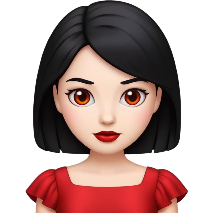 red diva emoji with black hair emoji