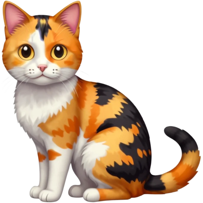 full body anxious looking colourful patchy calico tabby cat emoji