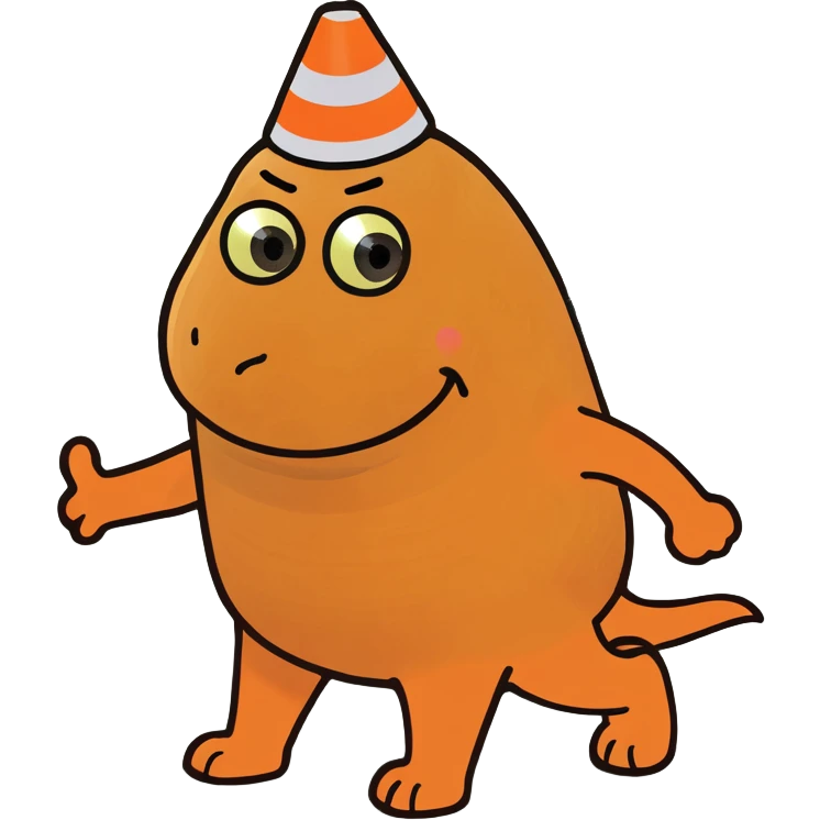 Ginger riding traffic cone emoji