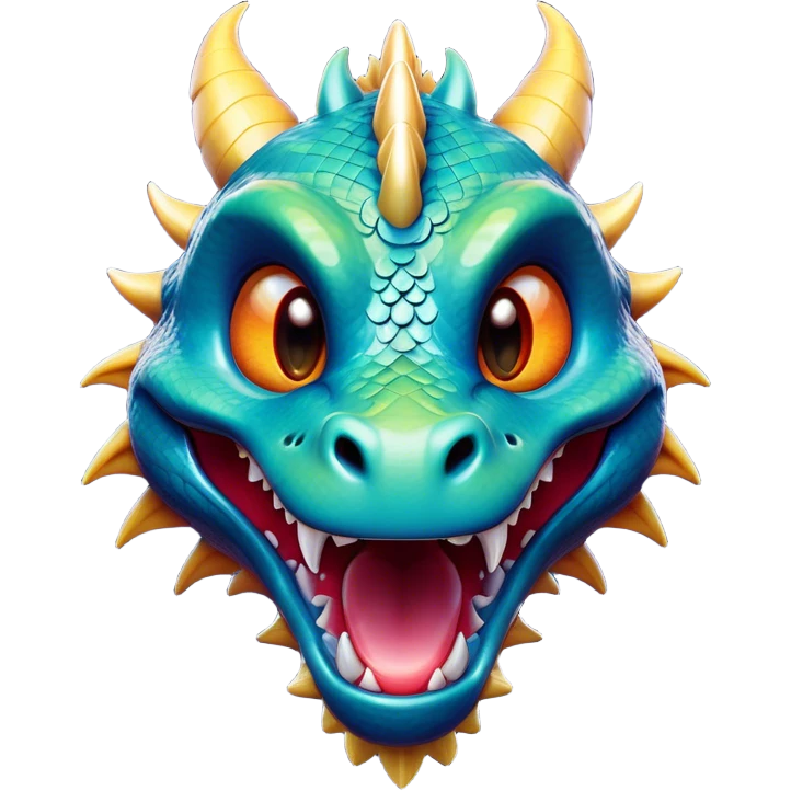 Cinematic Comical Dragon Portrait Emoji, Head tilted dramatically with an exaggeratedly amused expression, featuring a striking, glossy scaled body with bold, angular details and wide, expressive eyes brimming with playful disbelief; rendered with vibrant, lifelike textures and natural shadows, high shine, dramatic yet playful, styled with an air of cheeky mythical mischief, soft glowing outline, capturing the essence of a spirited and over‐the‐top dragon that looks ready to breathe fire into viral fame! emoji