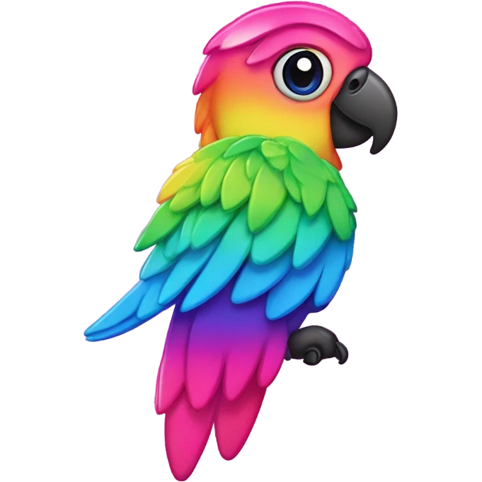 Lisa frank rainbow sparkly pink parrot  emoji