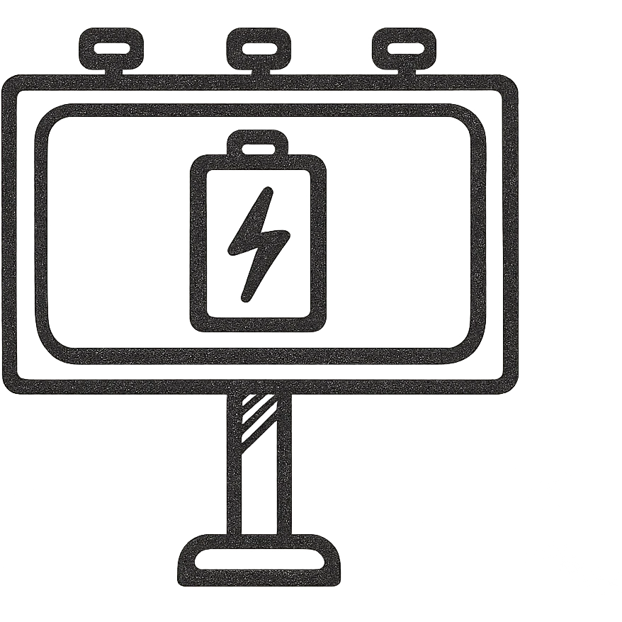 advertising billboard with battery emoji