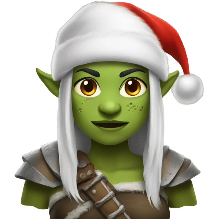 orc female warrior with santa hat emoji