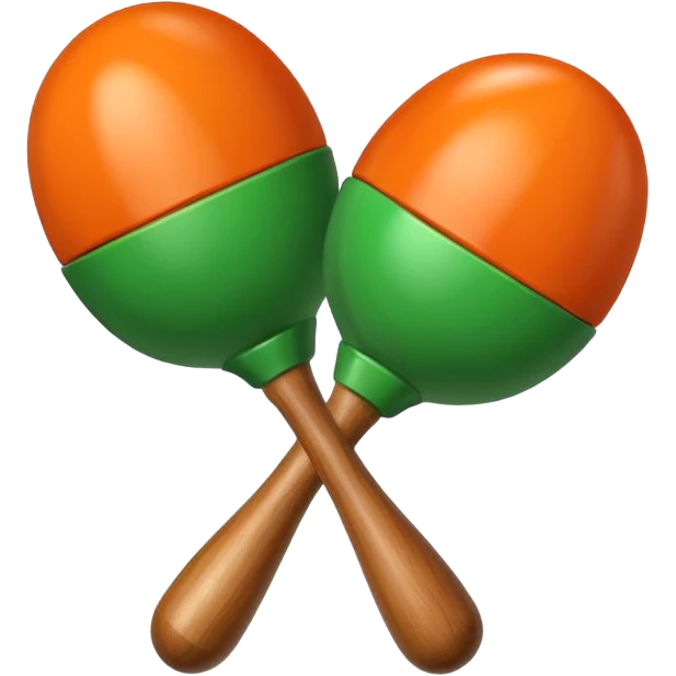 Green-and-orange maracas with glossy finish and thick handles.



 emoji
