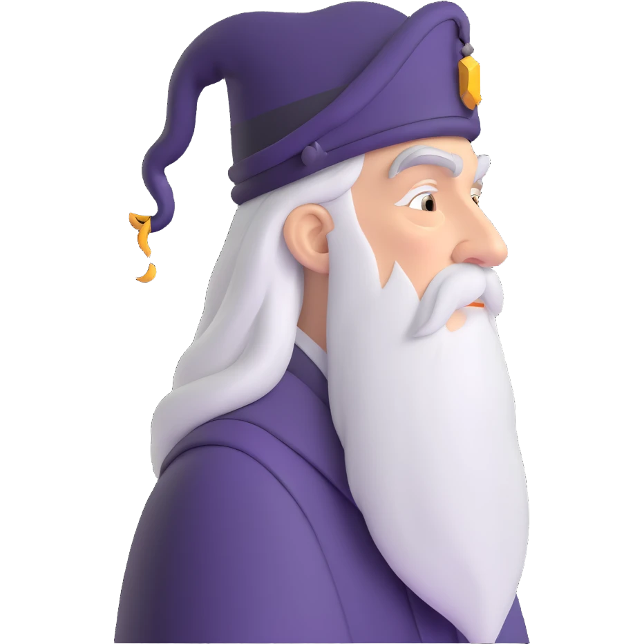 melancholy Albus Dumbledore side profile with long silver beard emoji