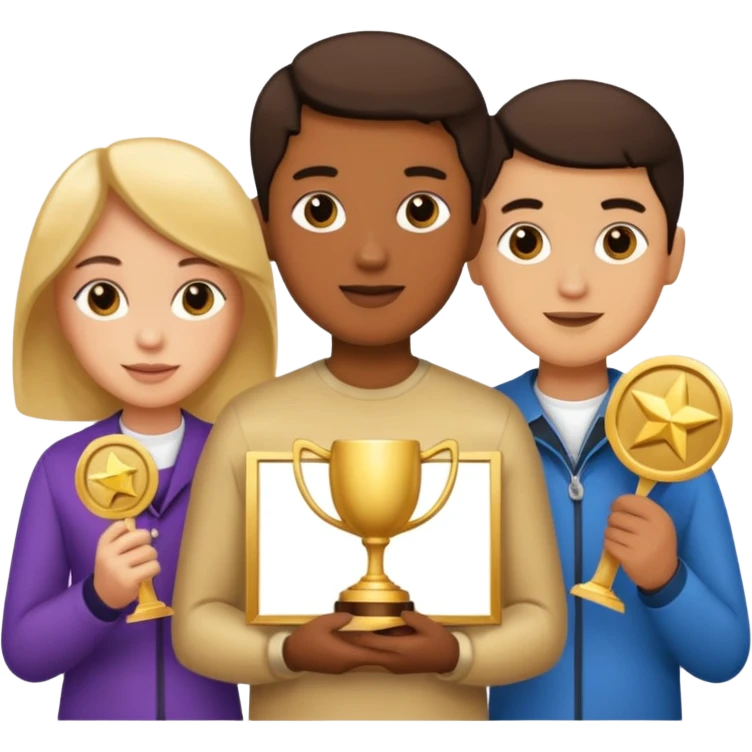 20 blue background awarrd with 3 people emoji