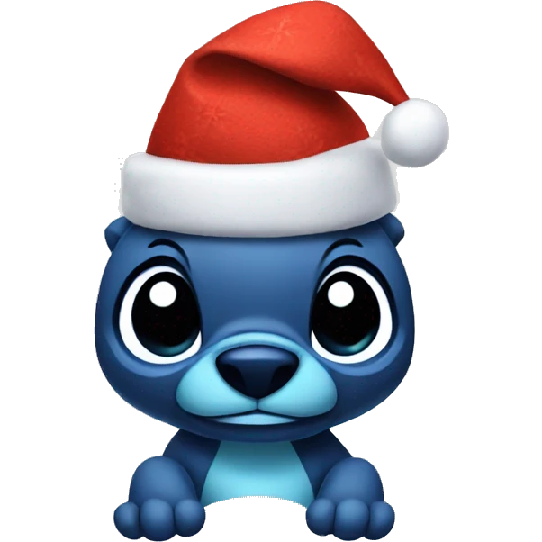 Stitch with Christmas hat emoji
