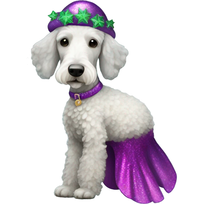 christmas bedlington terrier inside a mermaid costume emoji