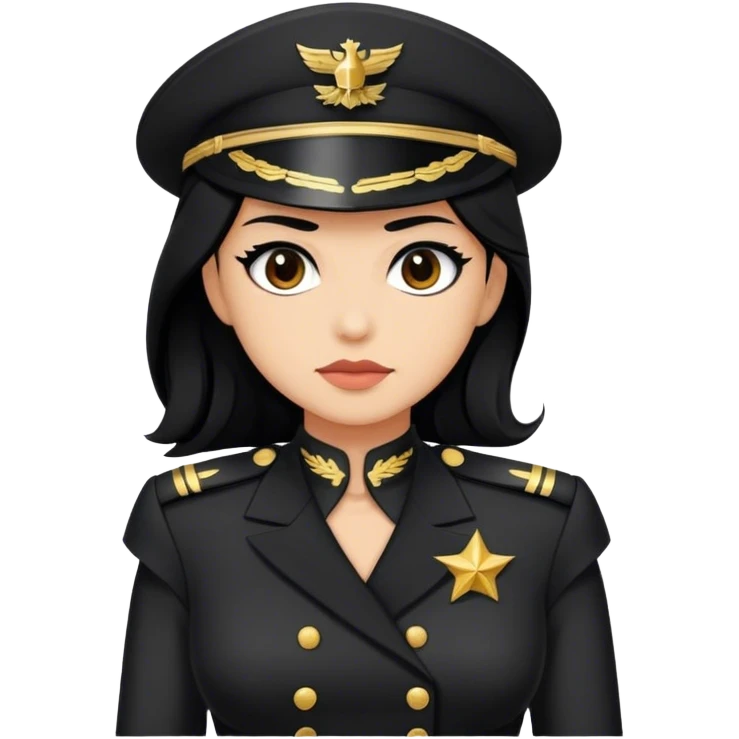 pirate with black hair and a black dress as if they were the captain emoji