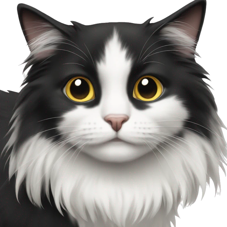 black-and-white cat domestic long-haired emoji