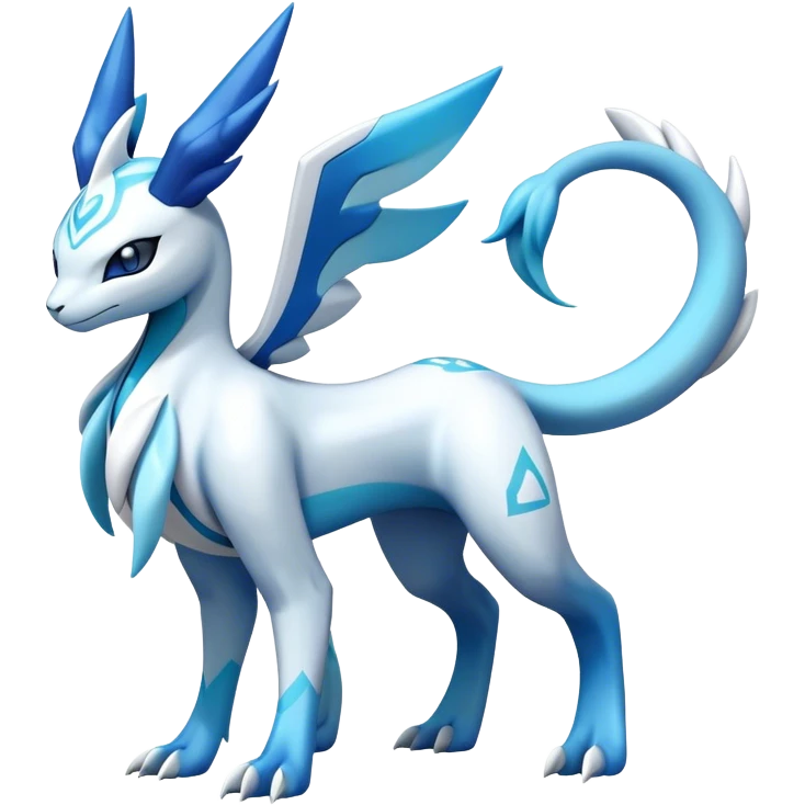 Futuristic Lugia-Suicune-Glaceon-hybrid, full body  emoji