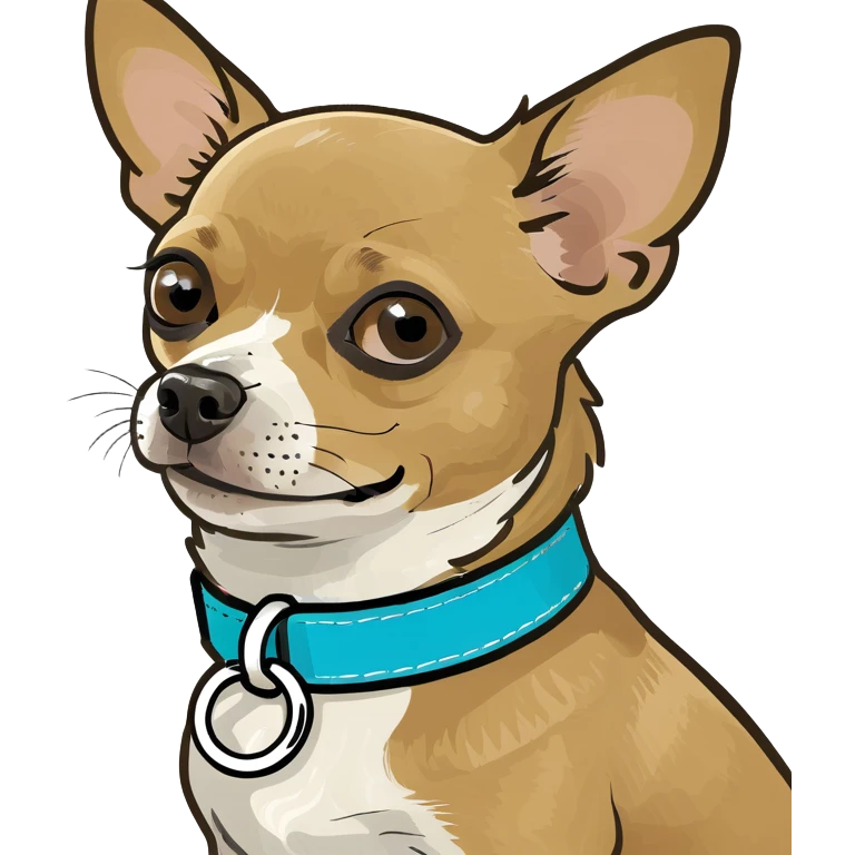 Chihuahua with the word CHUG on his collar  emoji