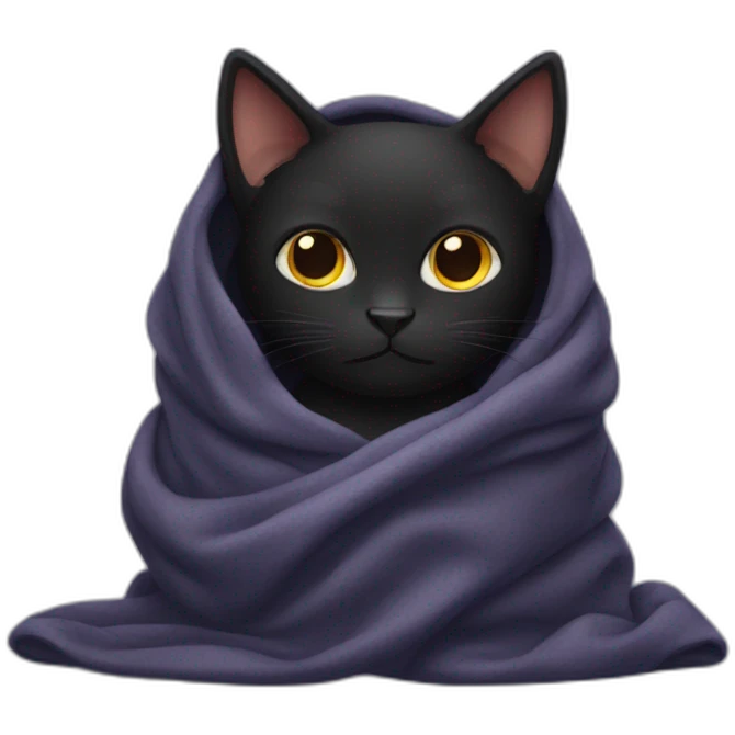 Black cat under a blanket emoji