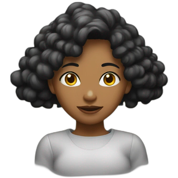 Chica blanca pelo negro liso camiseta negra y cara de sorpresa emoji