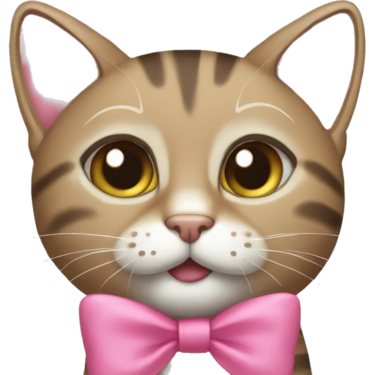 Tabby cat with pink bows on ears emoji