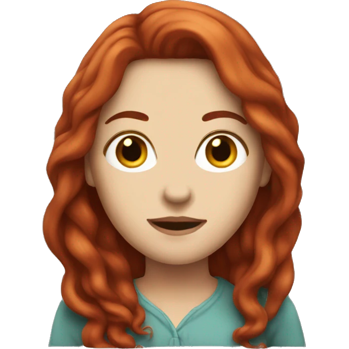 White Woman with long dark red hair emoji