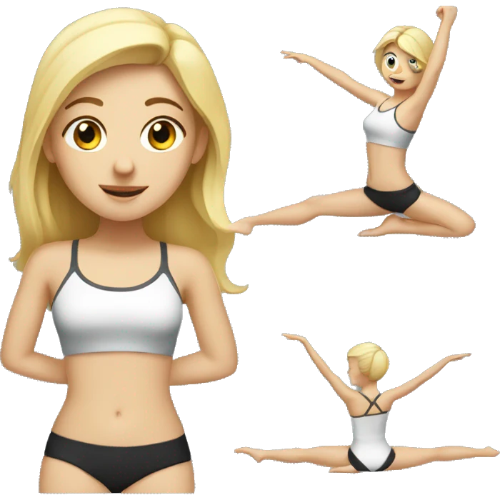 blonde girl doing pilate emoji