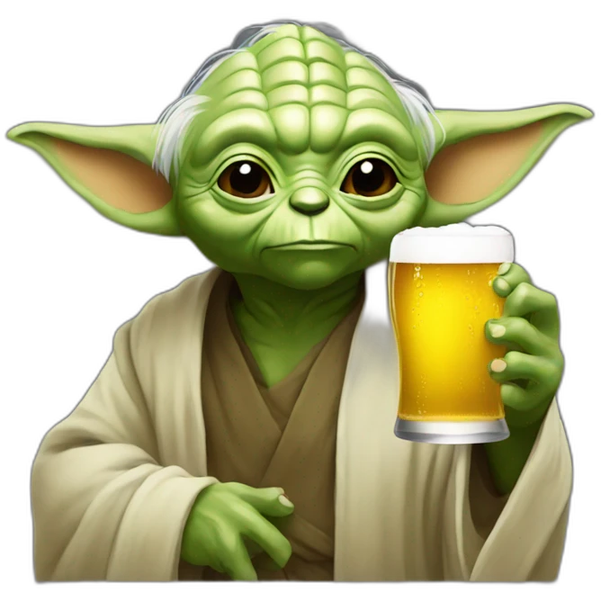 Yoda drinking a beer emoji