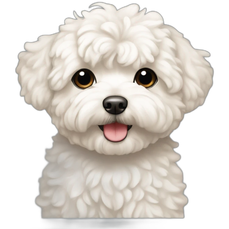 maltipoo with cream shade on top and white on chest and with a white streak on center of the head at top emoji