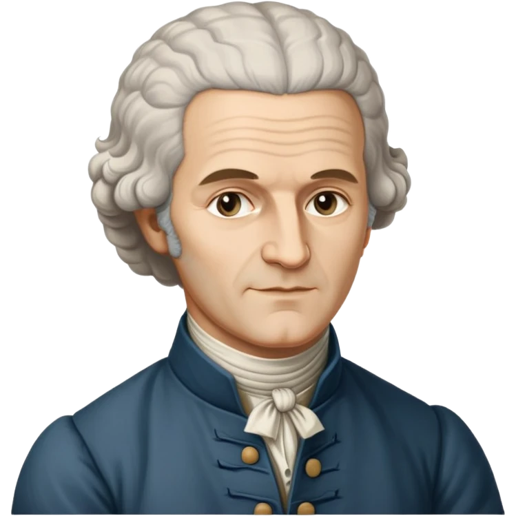 portrait of Jean-Jacques Rousseau, 18th-century philosopher, powdered wig, gentle expression emoji