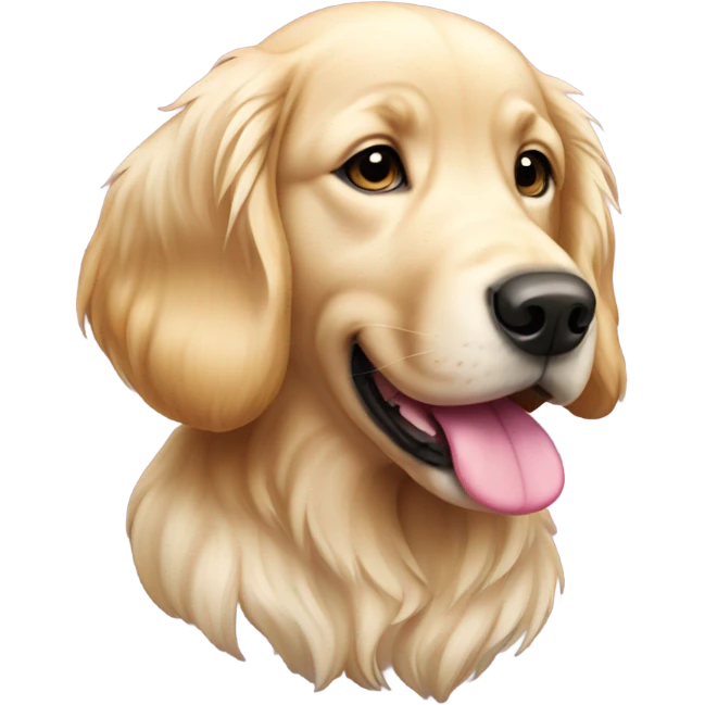 Cream golden retriever with pink streaks in hair emoji
