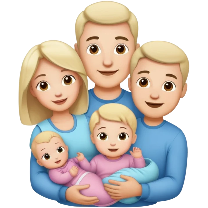 Mom dad twin babies (girl and boy) and a toddler (girl) happy family  emoji