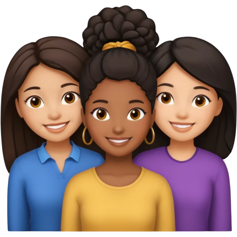 Un trouple (une fille noire, une latina et une chinoise) emoji